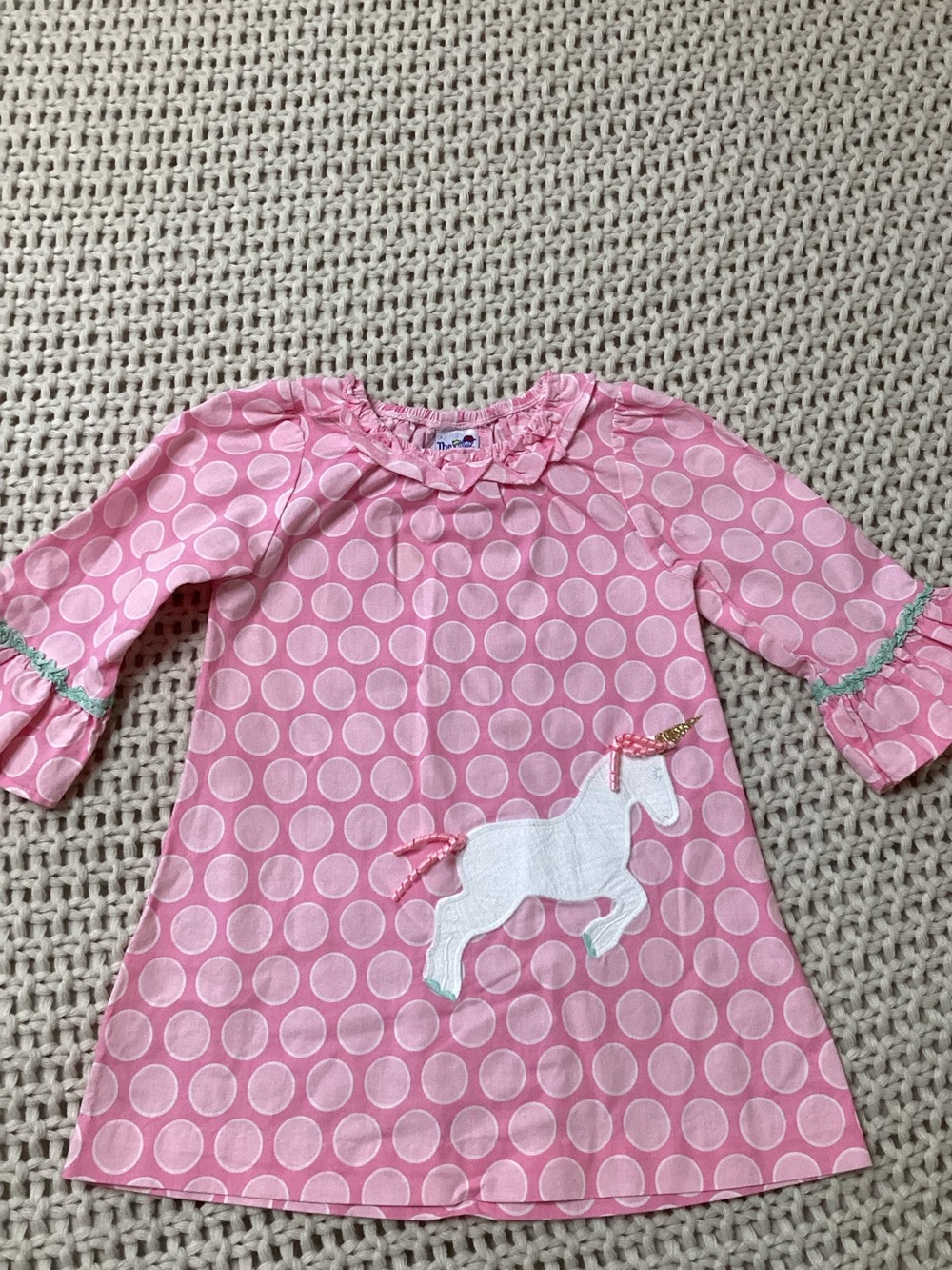 The Bailey Boys Pink Unicorn Polka Dot dress size 4T